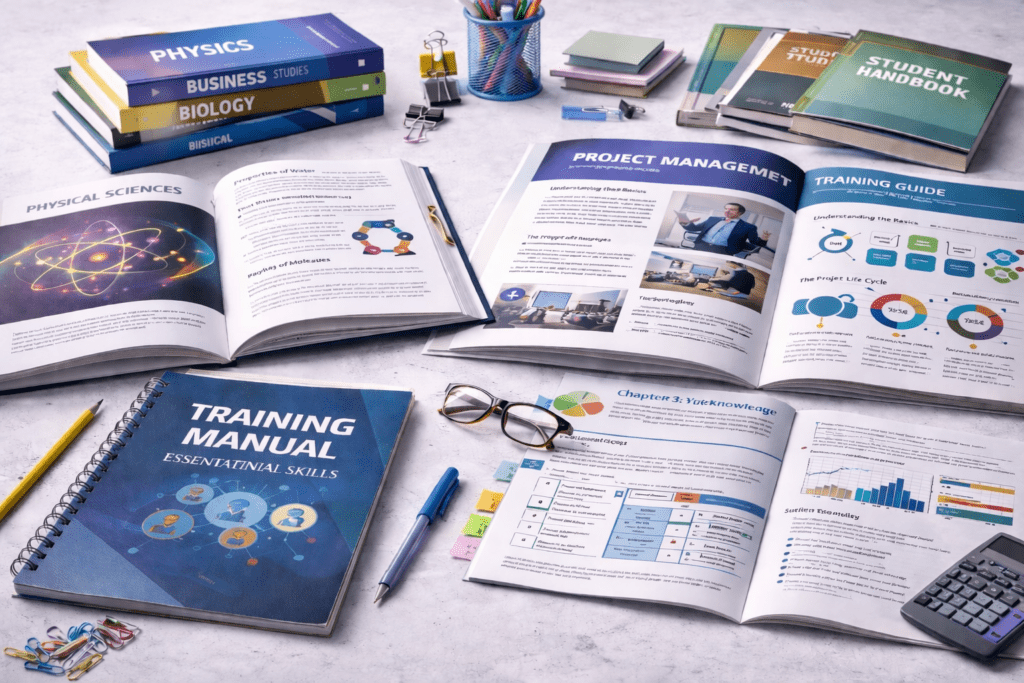 Print for education and training including textbooks manuals and study materials